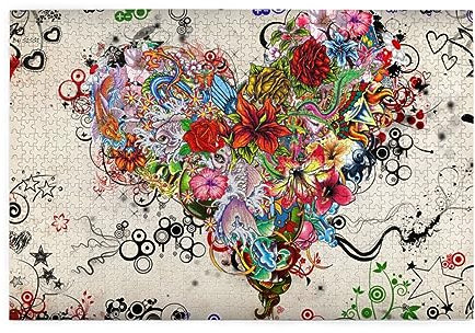 Love Heart Painting Print Jigsaw Puzzle 1000 Pieces Wooden Puzzle Gifts For Adult Family Wedding Graduation Gift Vertical Version