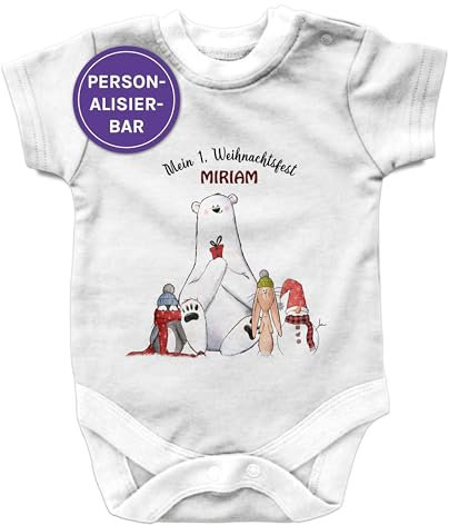 FEENSTAUB Das Erste Weihnachten Bügelfolie für Baby-Body, personalisiert mit Name Nikolaus, Aufbügler Name, Bügelbilder für Textilien, Weihnachts Bügelbilder, Aufbügler Weihnachten Nordpol