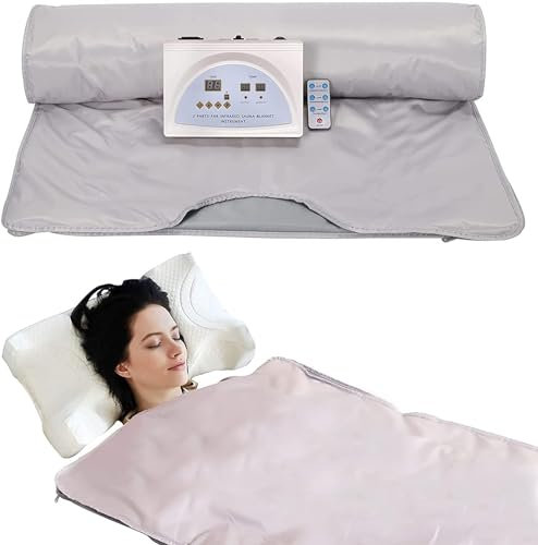 MAHWER Silver Far Infrared Sauna Blanket Body Shaper Weight Loss Sauna Slimming Blanket Therapy Machine for Personal Spa 2 Zone