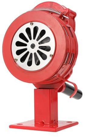 Lfhelper 110 ± 2db Handsirene Aluminiumgehäuse Sirene Alarmsirene Handkurbel Luftangriffssirene, Selbstschutz-Notsirene, LK-100A betriebenes Sirenenhorn für Industrie, Bauwesen, Fabriken mit Basis Rot