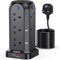 Tower Extension Lead 5M, 12 Way Surge Protection With 4 Individual Switches, 6 USB Slots (2 Type C & 4 USB A), Black Tower for Home, Office