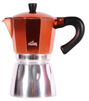 Any Morning Espresso-Kaffeemaschine für den Herd, italienische Kaffeemaschine, ikonische Aluminium-Mokkakanne für Americano, Latte, Cappucino, Perkolator, Kaffeekanne für Camping, 240 ml (Kupfer)