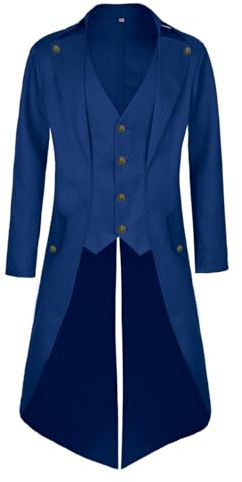 MOFOVELY Mens Pirate Coat Steampunk Jacket Tailcoat Renaissance Jacket Halloween Hatter Costume