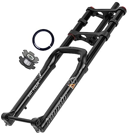 HerfsT 20 26 Fat Bike Forcella pneumatica con Sospensione, Corsa 140 mm, Estensione Regolabile, Doppia Spalla Forcella Dritta, Perno Passante 150 mm, per Pneumatici 5.0 MTB/Snow Beach E-Bike