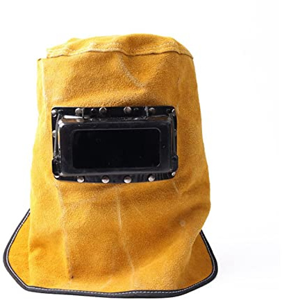 Schweißerhaube, Leder-Schweißanzug, Schweißmaske, Schweißerhaube, hitzebeständiger Lederhelm mit Filterlinse, Hals-Augen-Gesichtsschutz, Schweißer-Sicherheitszubehör, hitzebeständiger Anzug(Normal Len