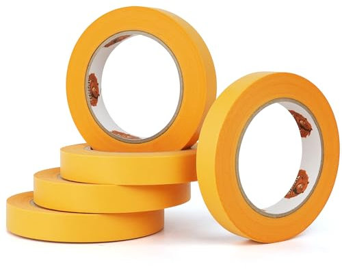 TAPEBEAR Goldband Malerkrepp Kreppband 19mm x 50m, Profi Maler Abklebeband UV Beständig 5x Malerband aus Washi-Papier Gold Papiertape Selbstklebend für Malerarbeiten, Lackieren und Renovierungen