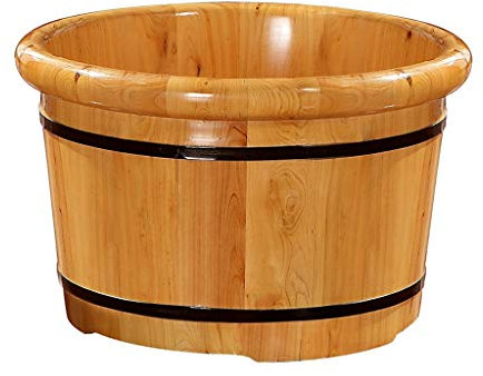GANGUIO Fußbadewanne aus Holz, Fußbadewanne mit Rädern und Abdeckung, Fußbad, Fußbad aus Holz, Fußbecken, Pediküre-Schüssel, Spa-Massage, häusliche Gesundheitspflege, Geschenk, 25 cm (Farbe: B)