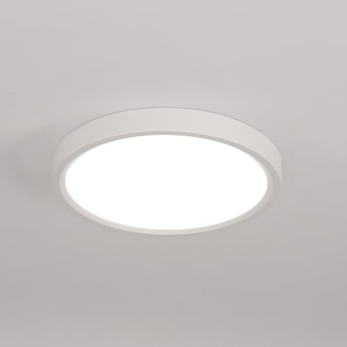LIGKIN LED Deckenleuchte Moderne 16W Ultradünne Deckenlampe Rund Ø23cm Weißlicht 6500K LED-Deckenleuchten Innen für Bad Küche Flur, Weiß