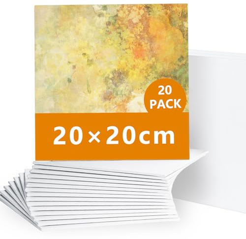 20 Pack Canvas for Painting Blank Canvas Panels Board 20 x 20 cm(8 x 8) canvases Painting Artist Boards Acid-Free for Acrylic, Oil,Art Painting Panel,Beginners,Professional Artists