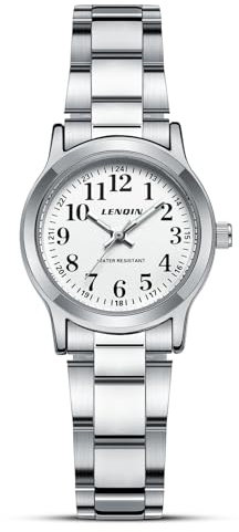 LN LENQIN Damenuhren Analog Quarzuhren mit Edelstahlarmband 30M Wasserdicht Armbanduhren für Frauen Damenuhren mit Leuchtzeigern