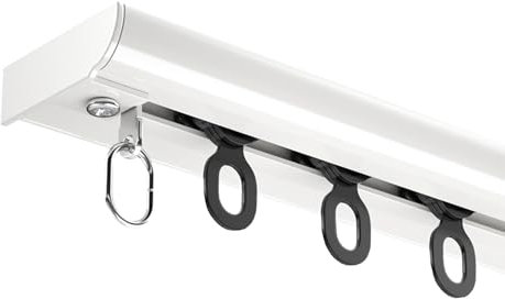 Binario Tenda Soffitto, Binario Per Tende Alluminio, Può essere utilizzata anche la finestra a battente interna, con una buona capacità di carico, Binario Per Tende Da 1-6 Metri Scorrevole(White,0.6m(