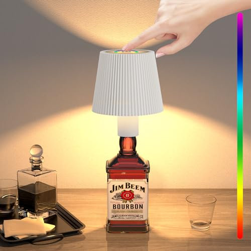 Onherm LED Flaschenlampe, Dimmbare RGB Farben Flaschenlicht, IP54 Wasserdicht Kabellose Touch Flaschenlichter, Tragbare Wiederaufladbare Tischlampe für Innen und Außen Restaurant & Bar, Weiß