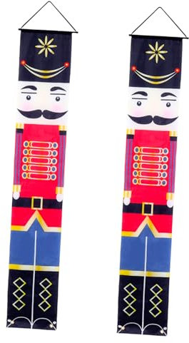 TOPBATHY Xmas Party Door Decor Nutcracker Soldier Couplets Festive Bunting Christmas Party Decorations
