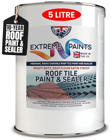 TRADE SUPPLIES UK - Extreme Roof Tile Paint & Sealer - Durable Acrylic Formula, Restores, Protects, Seals Roof Tiles, UV Resistant - BLACK, 5L