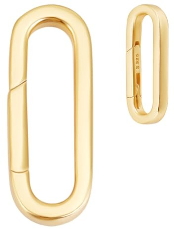 Beebeecraft 1 Box 925 Sterling Silver Spring Gate Rings 18K Gold Plated 21.5x8mm Oval Spring Rings Clip Lock Clasps for Jewelry Making Keychain Necklace Bracelet DIY Craft
