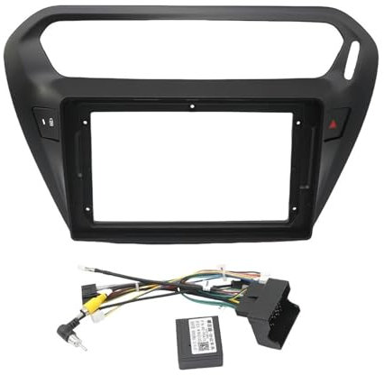 ASJFGTEH 9-Zoll-Autoradio-Blende for Android-DVD-Panel, Armaturenbrett-Installationsadapter, Konsolenrahmen, Blende, kompatibel mit Peugeot 301 Citron Elysee 2014–2018(Frame Cable Black)