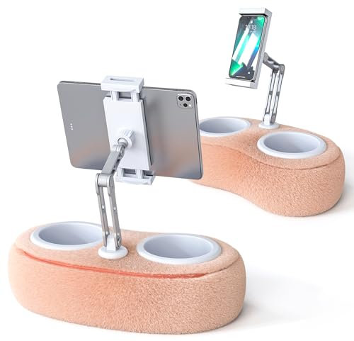 Tcatec Kindle Holder Pillow Tablet Stand Pillow Compatible with 4”-11” Kindle Tablet 360°Adjustable Phone Holder for Bed or Sofa,Removable soft cover, Pink