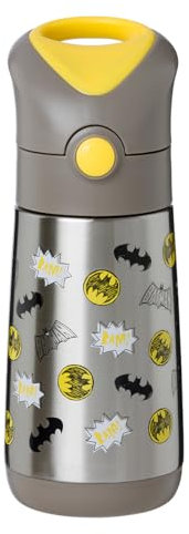 b.box Batman by Isolierte Wasser- & Trinkflasche Edelstahl (Doppelwandig) | Hält Getränke bis zu 8 h Kalt & 6 h Warm | Thermosflasche 350 ml