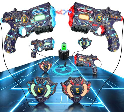 Set ricaricabile VATOS Laser Tag composto da 2 pistole e 2 giubbotti - Pistola Laser Tag con sincronizzazione dati in tempo reale a infrarossi e luce luminosa, gioco Lazer Tag per adulti, set di 2 pis