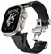 IRFKR Correa de caucho fluorado para Apple Watch Ultra 2 49mm S10 46MM 45mm 44MM 42mm Correa para Iwatch Series 6 5 4 Se 9 8 7 Correas de reloj de pulsera de caucho fluorado ultracortadas(Silver black