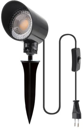 da LIGHT Led Strahler mit Schalter 6W 600LM, Wandspot 3000K Warmweiß mit 1,5M Kabel, Schwenkbar Wegeleuchte 230V IP20 für Flur Bild Eingang Pflanzen