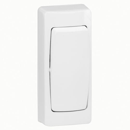 Legrand 086084E Interrupteur à bascule surface bouton-poussoir étroit, 2300 W, 230 V, 10 A, blanc