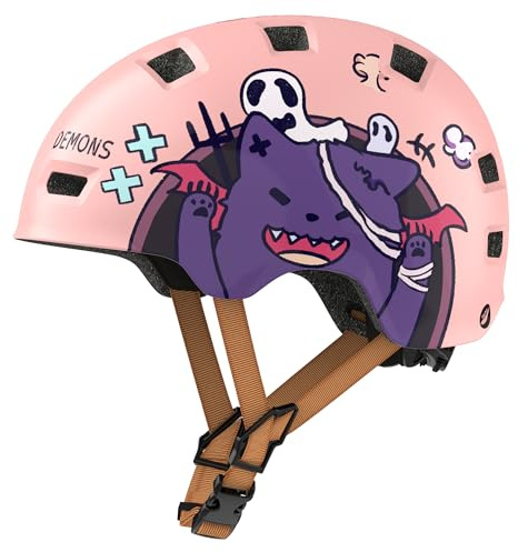 GLAMVILLA Casque de skate - Casque de vélo ultra léger - Pour enfant/femme/homme - Réglable - Unisexe - Pour skateboard, scooter électrique, scooter et BMX, seulement 260 g/270/280 g (07 ange rose, M)