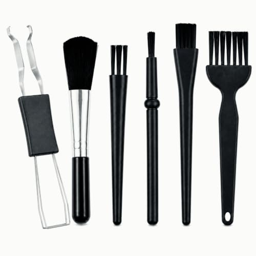 Oxfraki Kit de 6 mini cepillos de limpieza de teclado con extractor de teclas, cepillos de nailon antiestáticos con mango de polipropileno para teclado mecánico, computadora, placa base, cámara