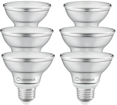 LEDVANCE 6x LED PAR30 Reflektorlampe, Warmweiß, 10W, Dimmbar, PAR30, E27, 75W Ersatz, 220-240V, 6er SPARPACK