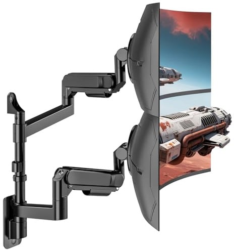 ARES WING 24-57 Monitor Wandhalterung für 2 Monitore bis 27 kg/Arm,Schwarz