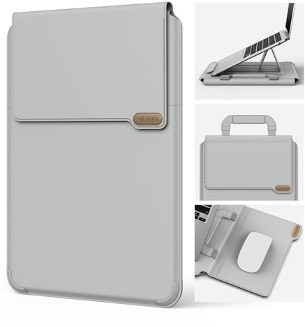 Nillkin Laptop Hülle 13–14 Zoll, MacBook Neo/Air/Pro Hülle Mit Ständer Und Mauspad & Dünne Laptoptasche Leder, Kompatibel Mit MacBook Air/Pro/neo Tasche, Lenovo, Dell, Hp,Samsung,MSI,Grau