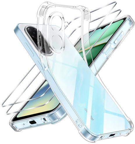 Vauki Hülle für Xiaomi Redmi A5 4G mit 2 Stück Panzer Schutz Glas, Klar TPU Handyhülle mit Stoßfest Schutzecken, [Militärischer Schutz] Nie Vergilbung Transparent Schutzhülle, Durchsichtige Case