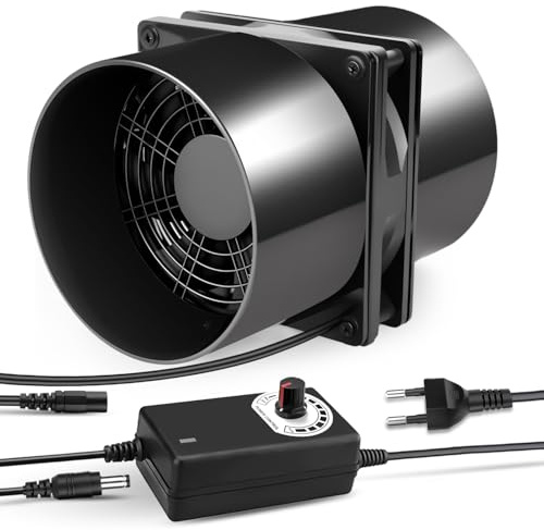 Lizoak Rohrventilator 120mm - Abluftventilator mit Geschwindigkeitsregler für Küche, Bad, WC, Gewächshaus & Garage - Ideal für Rauchabzug und Luftzirkulation, Doppelt Luftkanal