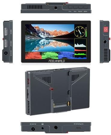 Monitor de campo para cámara DSLR P6X Monitor de video con control táctil de alta definición de 5,5 pulgadas Entrada y salida HDMI 4K Brillo de 1000 nits Monitoreo HDR LUT 3D
