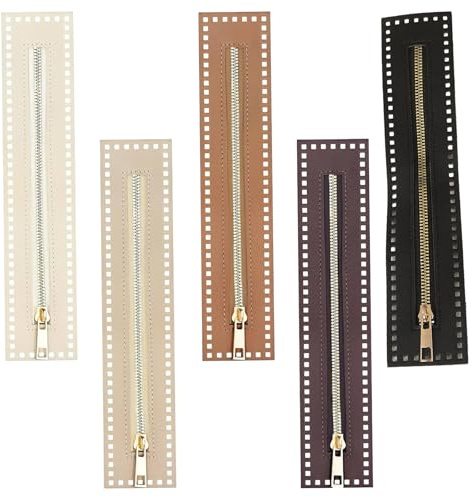 Chiusura lampo con fori per uncinetto, 5 colori in pelle PU con cerniera all'uncinetto 27 cm di lunghezza in pelle accessori da cucito per borse fai da te all'uncinetto cucito