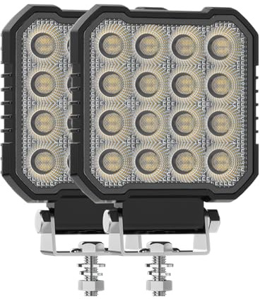 GLL Phare de Travail LED 25W 12V 24V Carré 4 Pouces 2400LM IP67 Off Road | 2Pcs LED 3030 Ultra-Plat Faisceau Spot 6500K Blanc Froid pour ATV Camion SUV Tracteur Bateau remorque