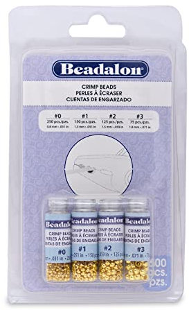 Beadalon 600-Piece Crimp Bead Variety Pack, Gold Plated