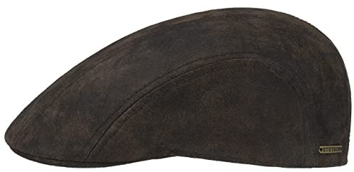 Stetson Madison Leder Flatcap Herren - Ledercap im Vintage-Stil - Schirmmütze mit Innenfutter aus Baumwolle - Mütze Sommer/Winter - Schiebermütze braun S (54-55 cm)