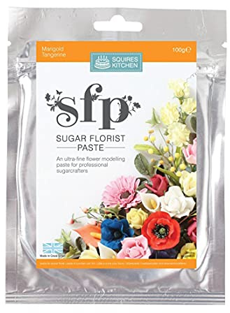 Squires Kitchen Sugar Florist Paste (SFP) Marigold Tangerine 100 Gram