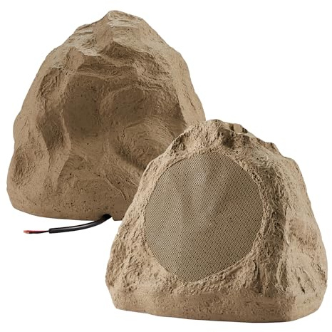 Theater Solutions 2R6S Outdoor Sandstone 6.5 Rock 2 Speaker Set for Deck Pool Spa Yard Garden