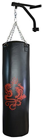 TrainHard Boxsack Warrior 130 gefüllt 34kg 130x35cm mit Wandhalterung, Stahlkette & Drehwirbel