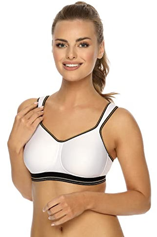 VIANIA! Dessous Sport BH 141472 I Gemoldeter Spacercup BH ohne Bügel I Atmungsaktiver Sport-BH Intense I Mountainbiken & Skifahren & Fußball & Tennis I Schnelltrocknend I 90D I Weiß