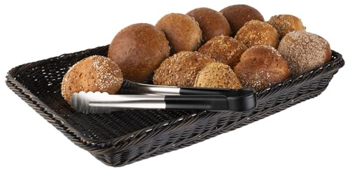 APS 40291 Korb, GN 1/1, 53 x 32,5 cm, Höhe 6,5 cm, mit Edelstahldraht im Rand, Polypropylen, schwarz-braun