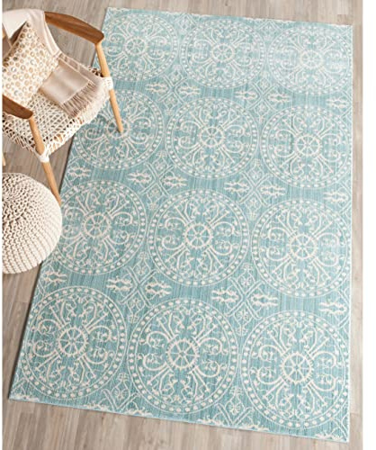 SAFAVIEH Area Rug 8x10 - Valencia Collection - Large - Alpine & Cream, Boho Chic Distressed Design, Non-Shedding & Easy Cleaning, Ideal for Living Room, Bedroom, Office, Dining Space (VAL214G)