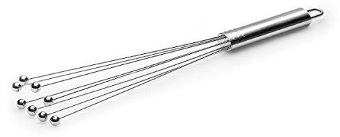thermohauser Quirl (Edelstahl rostfrei), 35,0 cm Länge, mit Metallgriff und Aufhänger, 8 Drähte, Silber