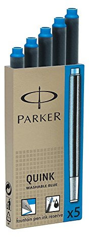 Parker Quink Washable Ink Cartridges, Blue Ink, 4 X 5/Pack