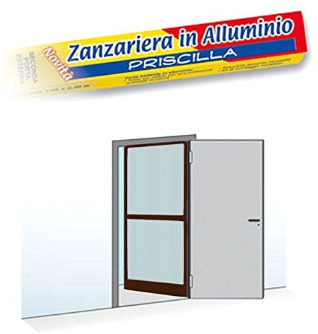 Zanzariera porta battente 100x240cm riducibile marrone telaio alluminio 0951