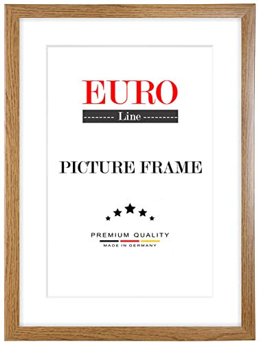 EUROLine Holz Bilderrahmen 60 x 45 cm Eiche Rustikal mit Antireflex-Acrylglas für | Foto | Poster | Puzzle Rahmen