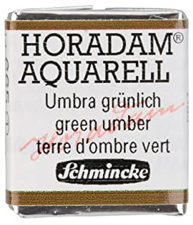 Schmincke – HORADAM® AQUARELL - feinste Künstler-Aquarellfarben, 665 Umbra grünlich, 14 665 044, 1/2 Näpfchen