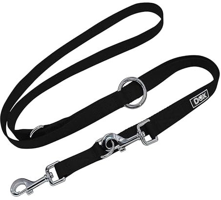 DDOXX Nylon Hundeleine - 2m, 3fach verstellbare Hundeleine für alle Hundegrößen - XS (Schwarz)